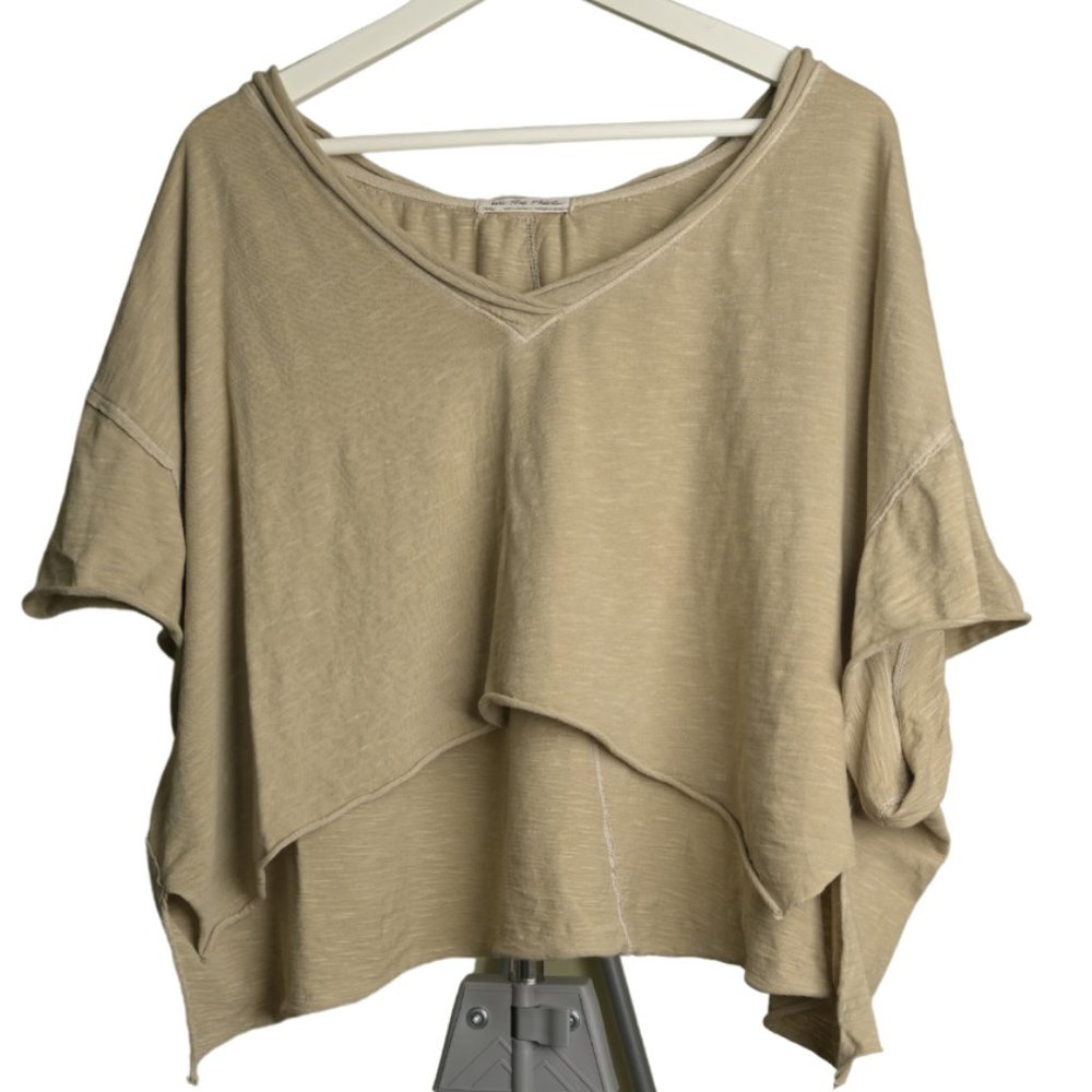 We the Free - Free People - Sage Green Cropped Swing Short Sleeved Top - Size S